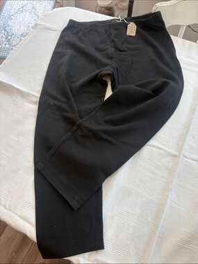 cut loose Black Stretch Leggings with Elastic Waist